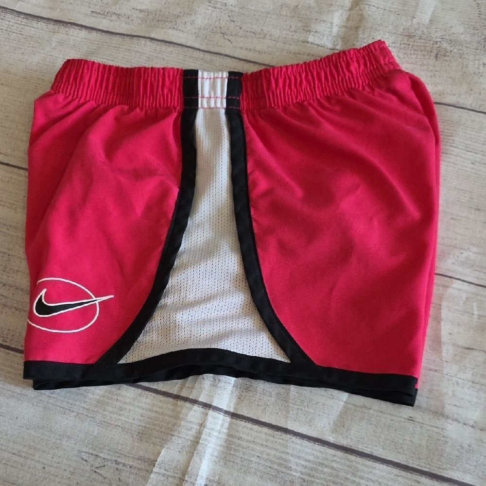 Red Athletic Shorts with Swoosh Logo - Picture 4 of 6